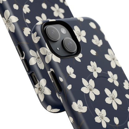 Navy Blossom Floral iPhone Case | MagSafe