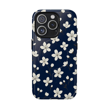 Navy Blossom Floral iPhone Case | MagSafe