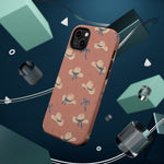 Ribbon Rodeo – Cowgirl Hat and Bow MagSafe Phone Case, Pink, glossy diagonal dual-camera model, rear view with magnetic accessories