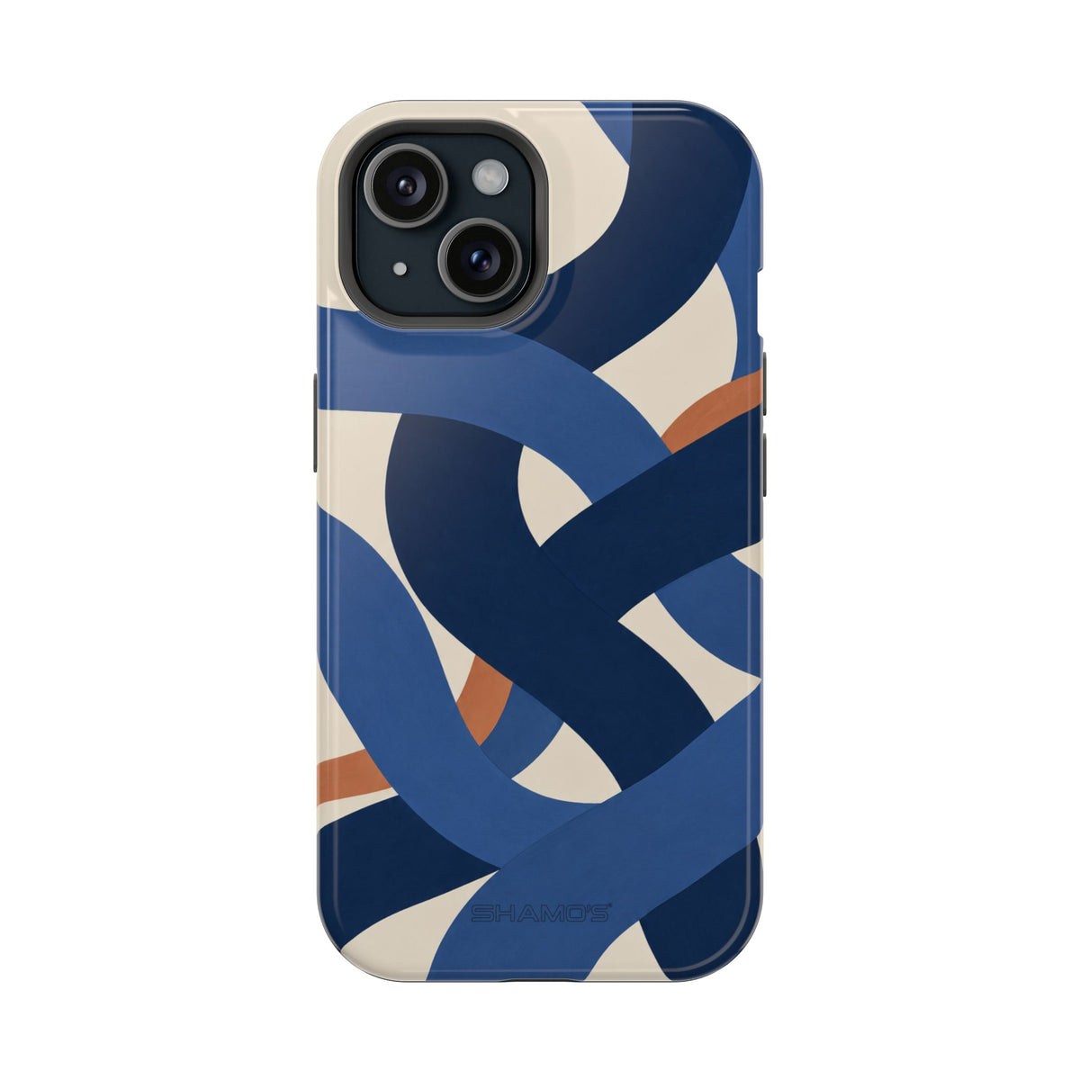 Indigo Loom MagSafe Phone Case – Blue & Ivory Abstract Woven Pattern
