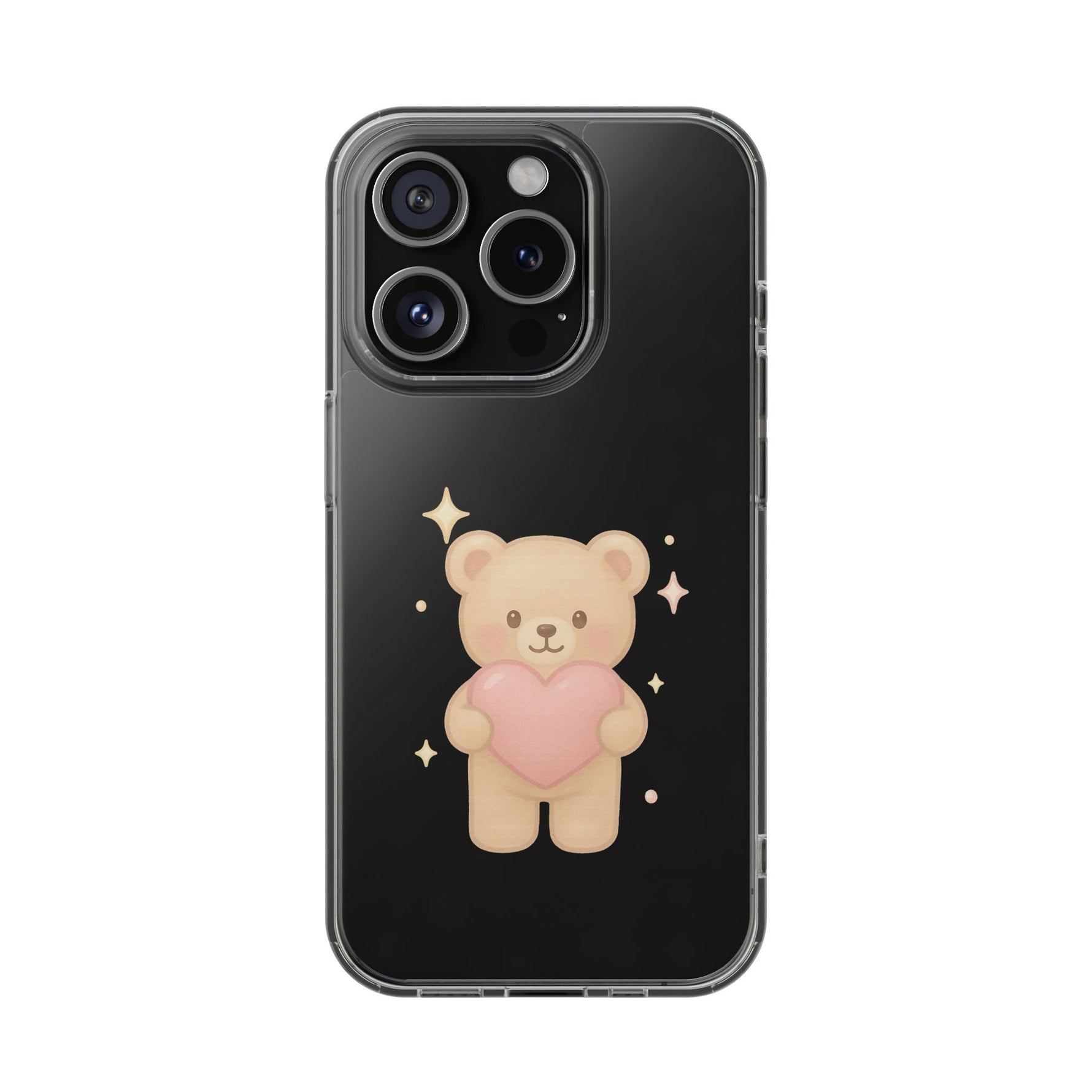 Romantic Teddy Bear Impact-Resistant iPhone Case with Heart Design - Shamo's