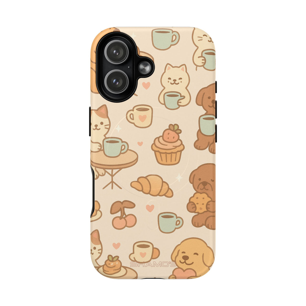 Funda para teléfono con diseño de gatos y perros y MagSafe