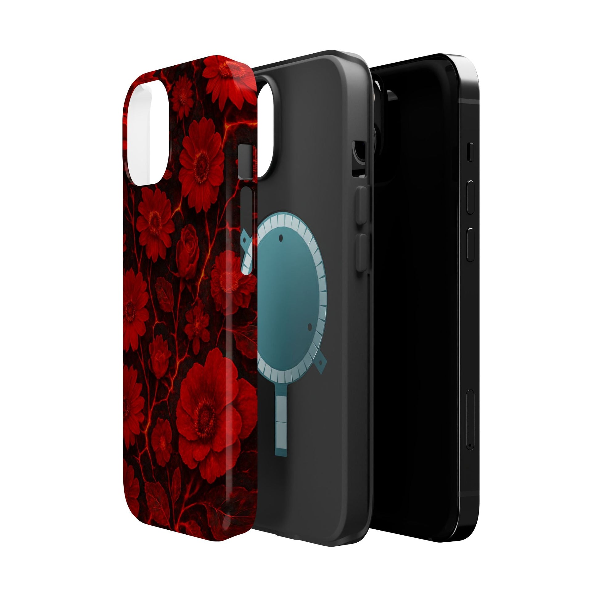 Melted Lava Dark Red Floral iPhone Case — MagSafe Compatible  Shamo's
