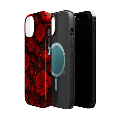 Melted Lava Dark Red Floral iPhone Case — MagSafe Compatible  Shamo's
