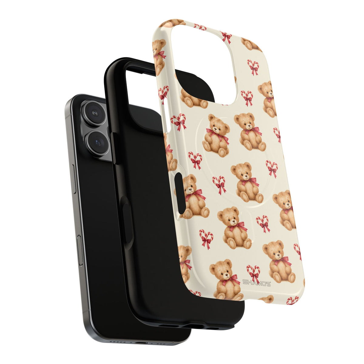 Coque iPhone Ourson des fêtes et sucres d’orge en forme de cœur avec MagSafe