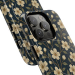 Navy Cherry Blossom Floral iPhone Case - Compatible with MagSafe - Shamo's