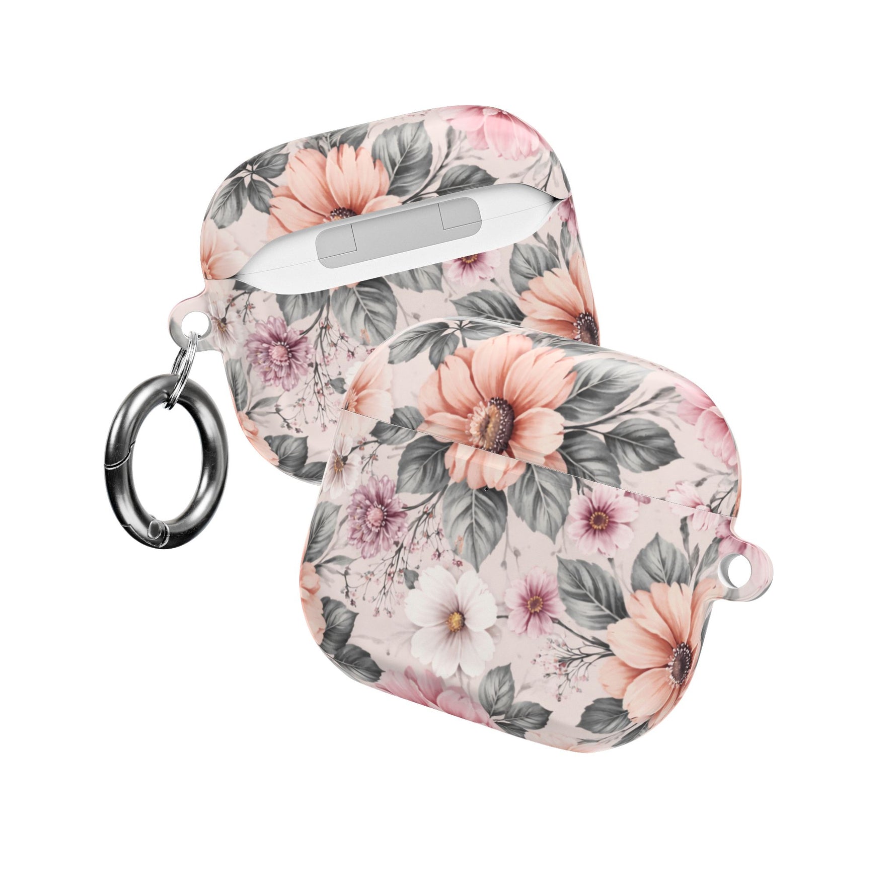 Floral Pink Vintage AirPod Case — Pastel Flower Protective Cover - AirPods Pro Gen 1 / White / Glossy - Shamo's