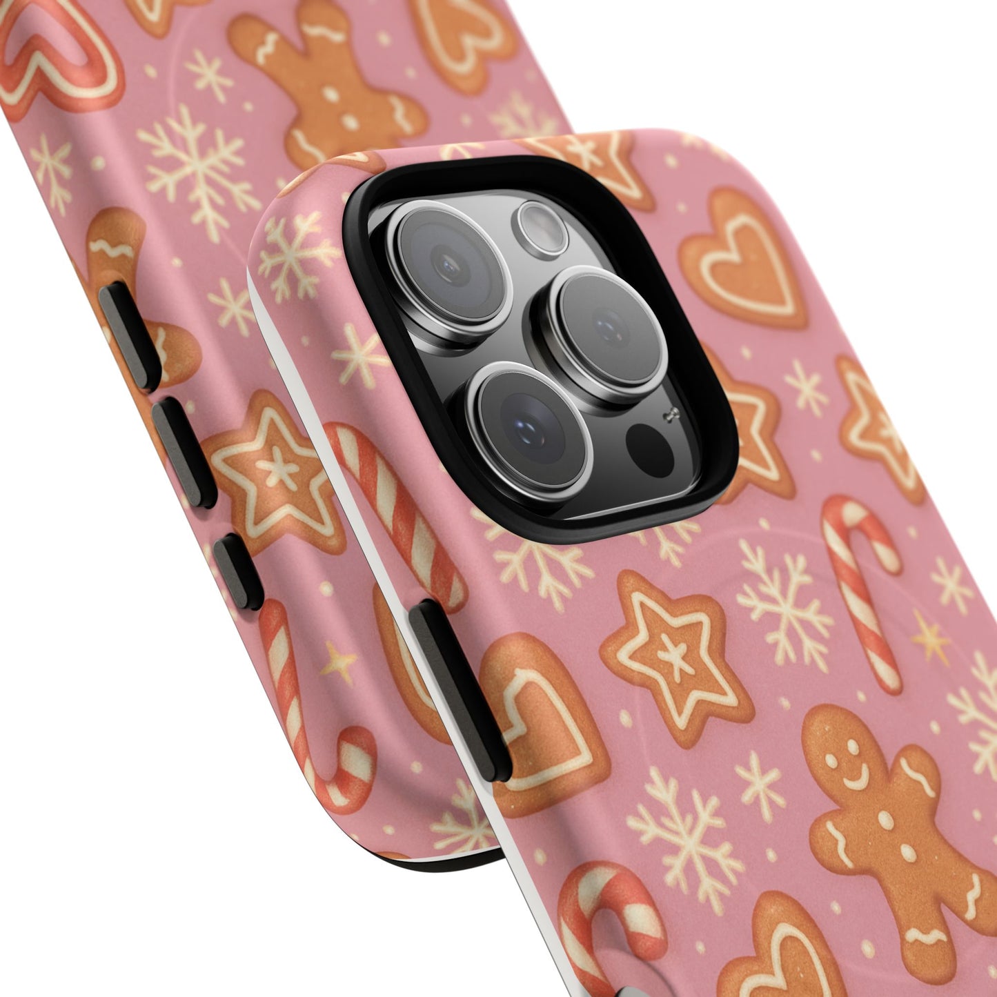 Pink Gingerbread Holiday iPhone Case with MagSafe compatibility