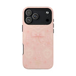 Balletcore Pink Floral Lace iPhone Case with Bow | Works with MagSafe - Shamo's