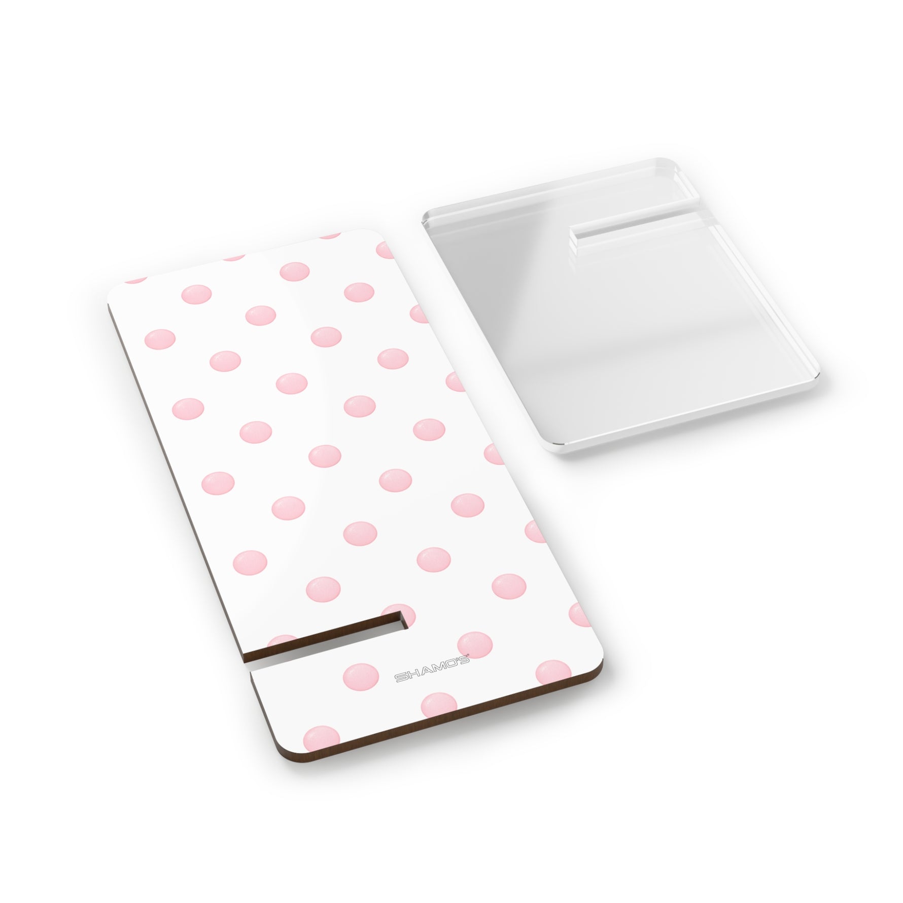 Polka Dot Phone Stand – Pink Dots Mobile Display Stand for Smartphones