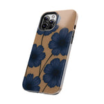 Navy Floral Tough iPhone Case — Durable Protective Case with Blue Flowers on Kraft Background  Shamo's