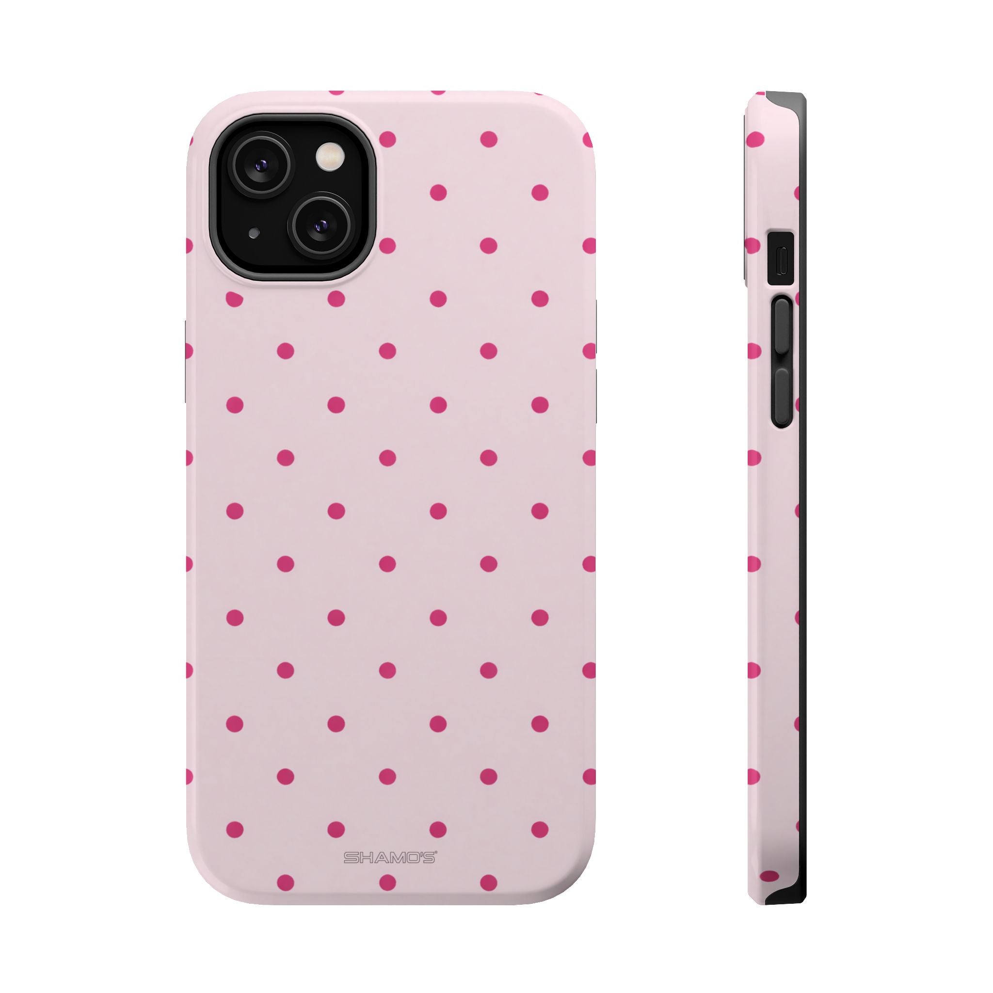 Pink Polka Dot MagSafe Impact Case, Shockproof Phone Cover - iPhone 14 Plus / Glossy - Shamo's