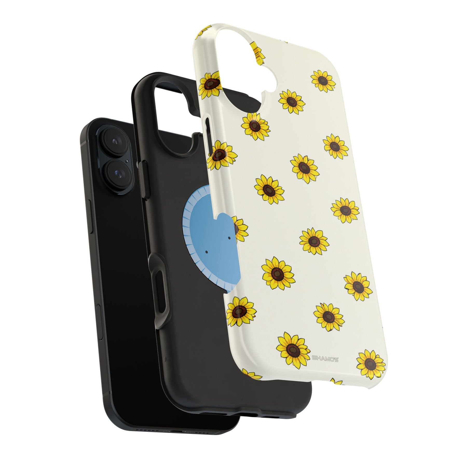 Sunflower Pattern Magnetic Impact-Resistant iPhone Case MagSafe Compatible