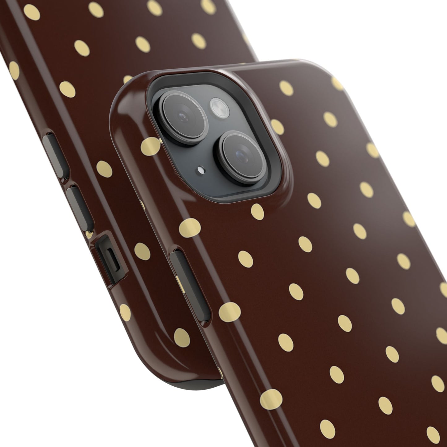 Polka Dot iPhone Case — Brown & Cream Protective Cover with MagSafe compatibility