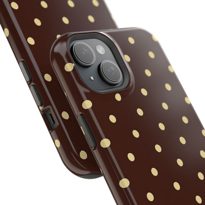 Polka Dot iPhone Case — Brown & Cream Protective Cover with MagSafe compatibility