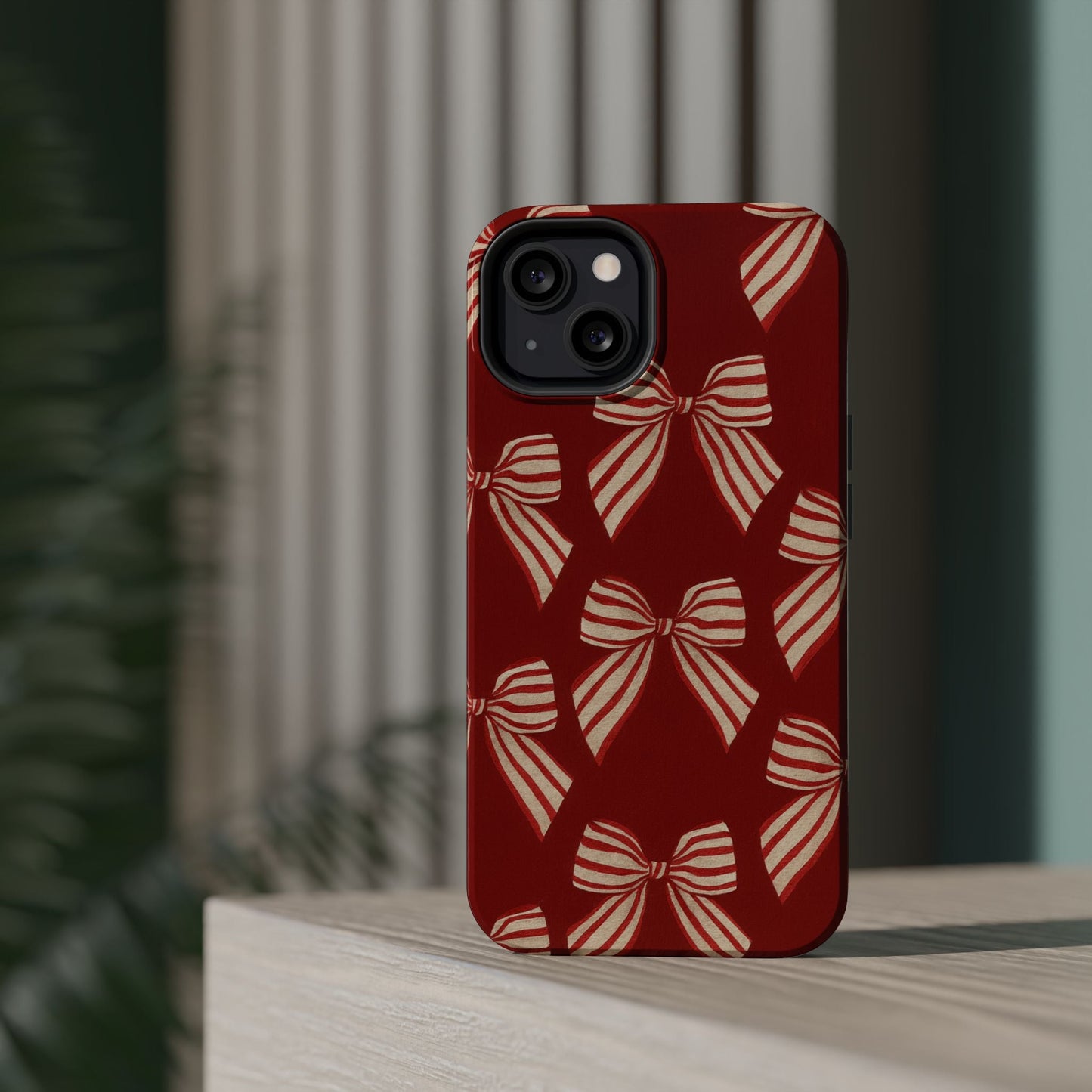 Holiday Red Bow iPhone Case — Impact‑Resistant iPhone Cover with MagSafe compatibility