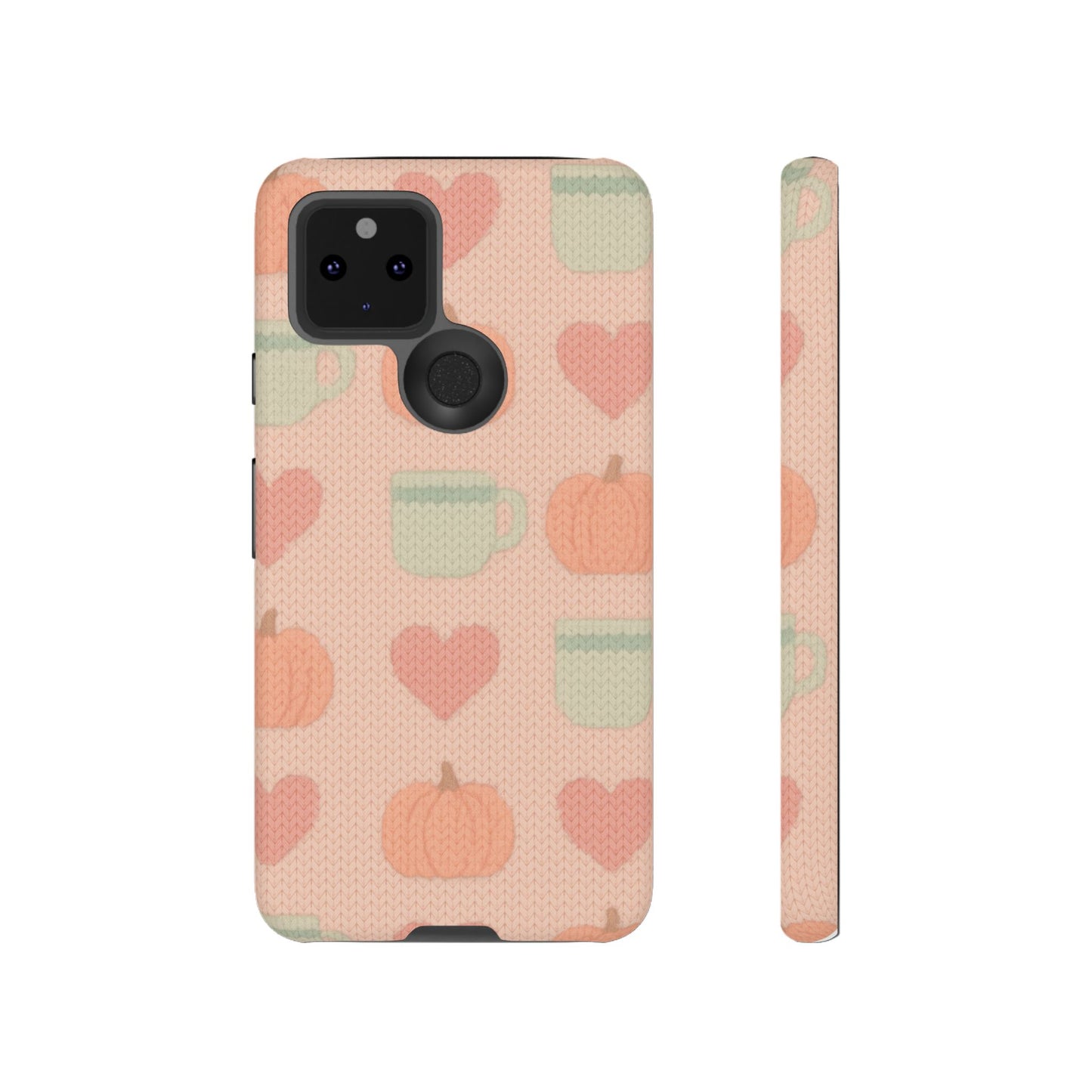 Autumn Cozy iPhone Case – Pumpkin, Heart & Coffee Cup Pattern - Shamo's