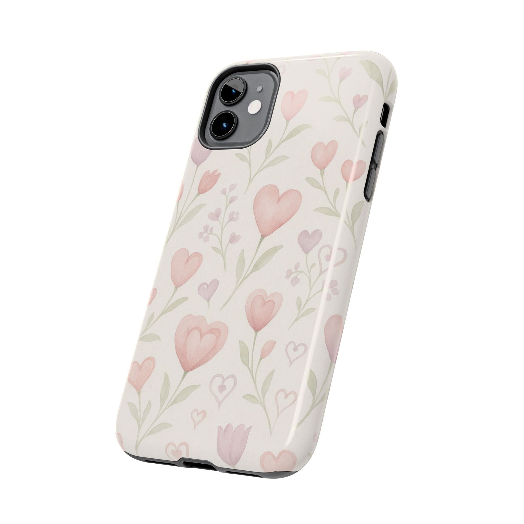 Pink Watercolor Heart Floral Pattern | Tough Impact Phone Case  Shamo's
