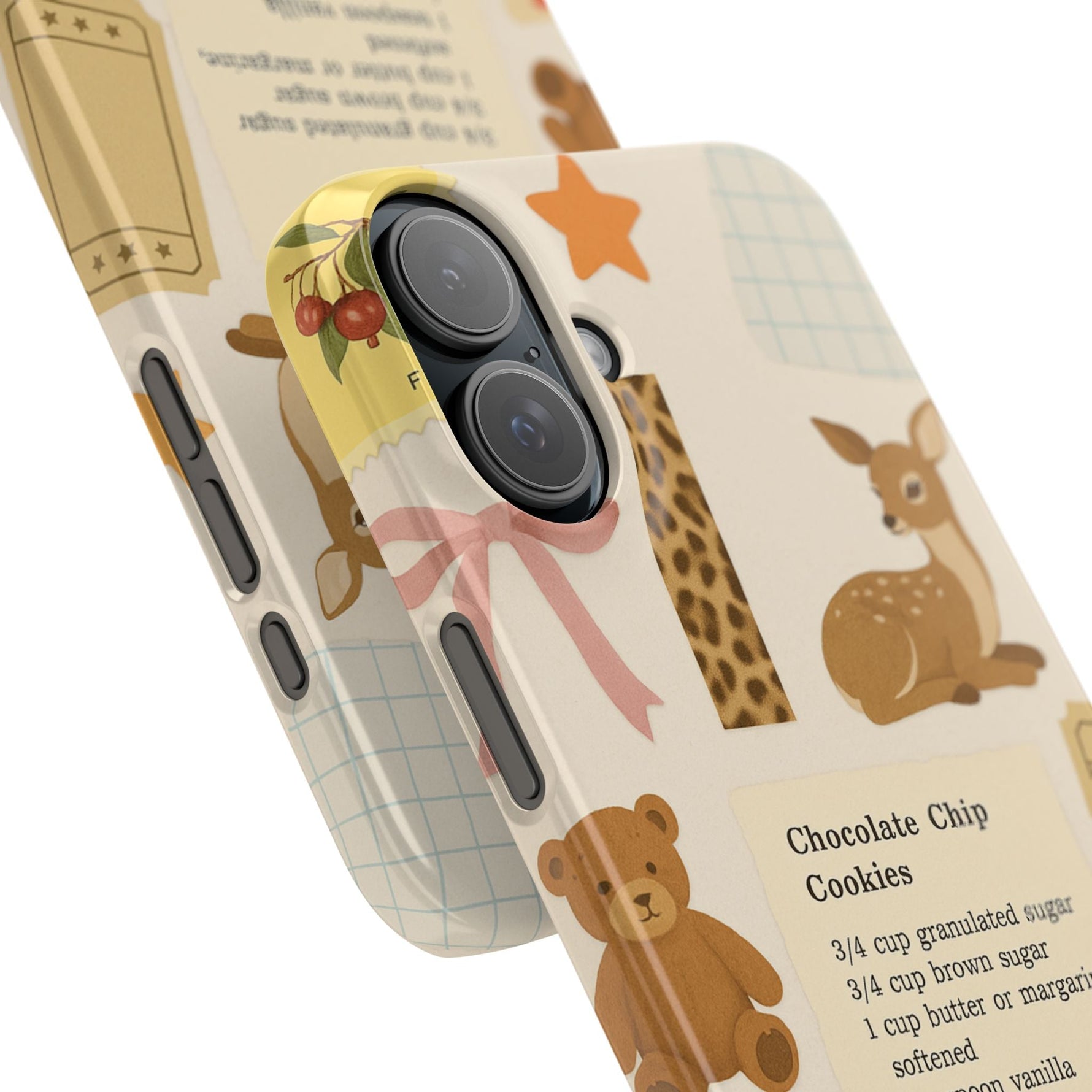 Slim iPhone Case — Cozy Baking & Teddy Pattern (Recipe, Deer, Buttons)  Shamo's