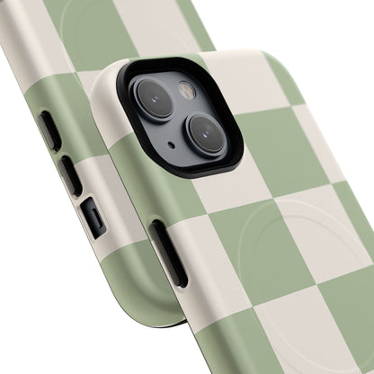 Sage Checkerboard Tough iPhone Case - Compatible with MagSafe