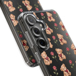 Romantic Teddy Bear Impact-Resistant Phone Case with Heart Design