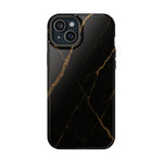 Black & Gold Marble iPhone Case with MagSafe - iPhone 15 Plus / Glossy - Shamo's