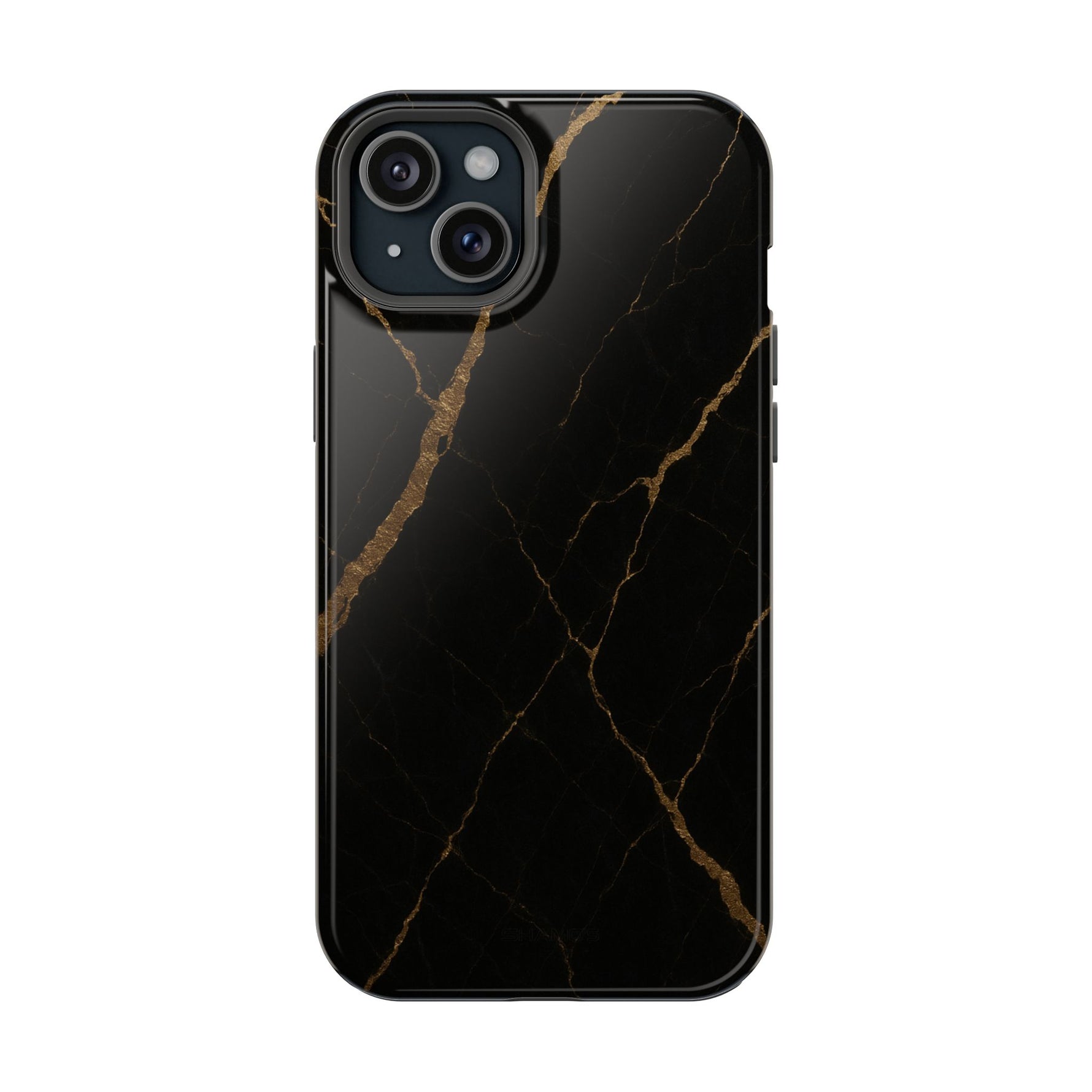 Black & Gold Marble iPhone Case with MagSafe - iPhone 15 Plus / Glossy - Shamo's