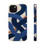 Indigo Loom MagSafe Phone Case – Blue & Ivory Abstract Woven Pattern