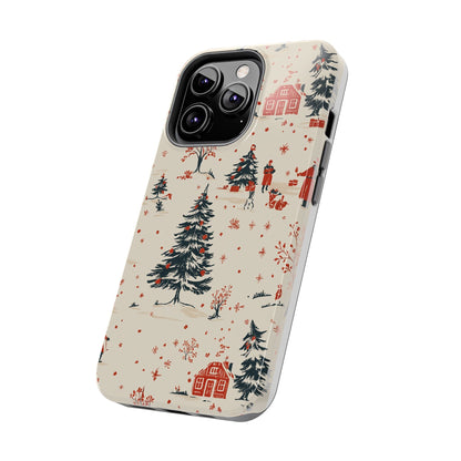 Winter Village Holiday Tough iPhone Case — Vintage Holidays & Snow Scene