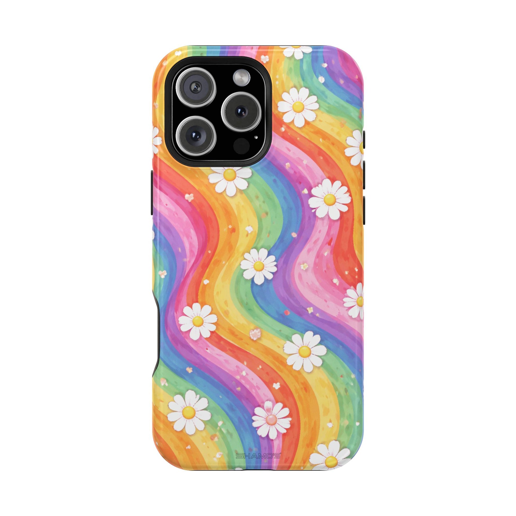 Rainbow Daisy Magnetic Impact-Resistant Phone Case with MagSafe Compatibility - iPhone 16 Pro Max / Glossy - Shamo's