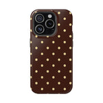 Polka Dot iPhone Case — Brown & Cream Protective Cover with MagSafe compatibility  Shamo's iPhone 15 Pro / Glossy