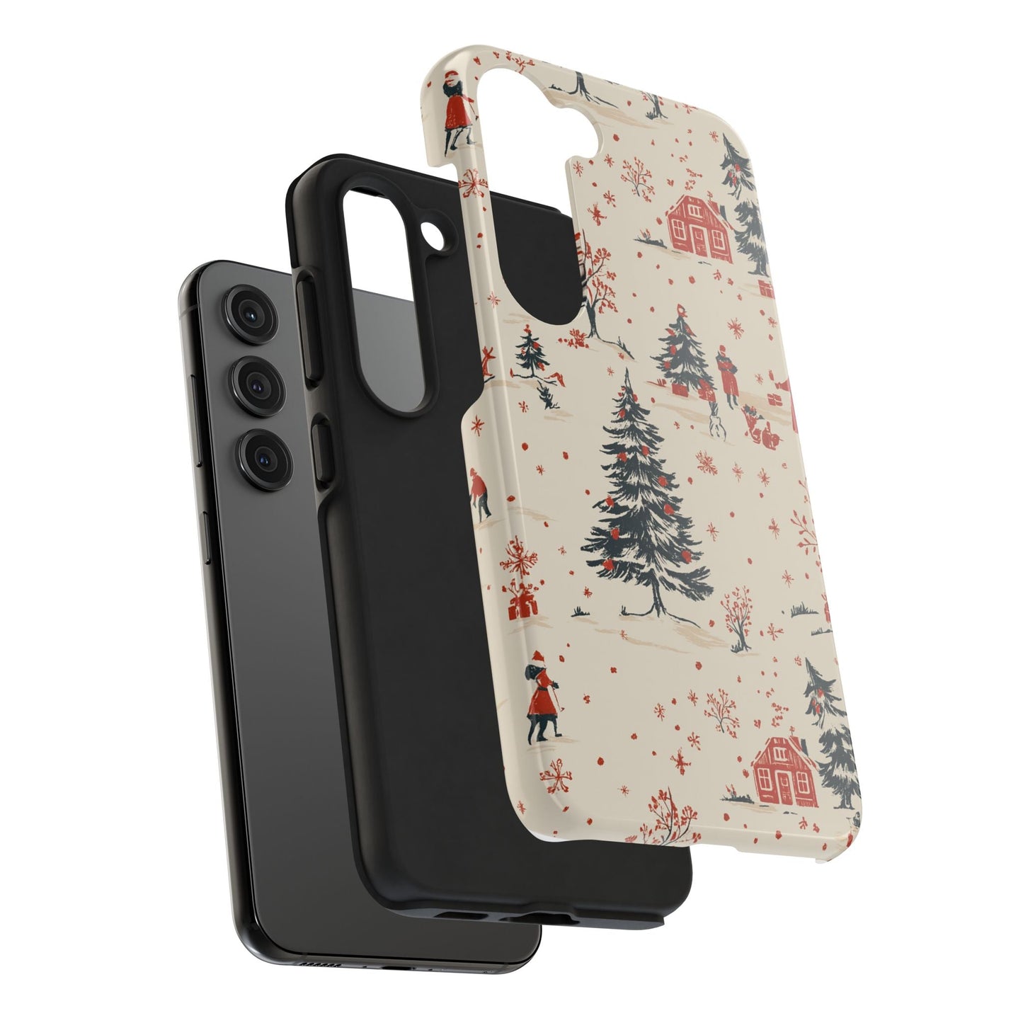 Winter Village Holiday Tough iPhone Case — Vintage Holidays & Snow Scene