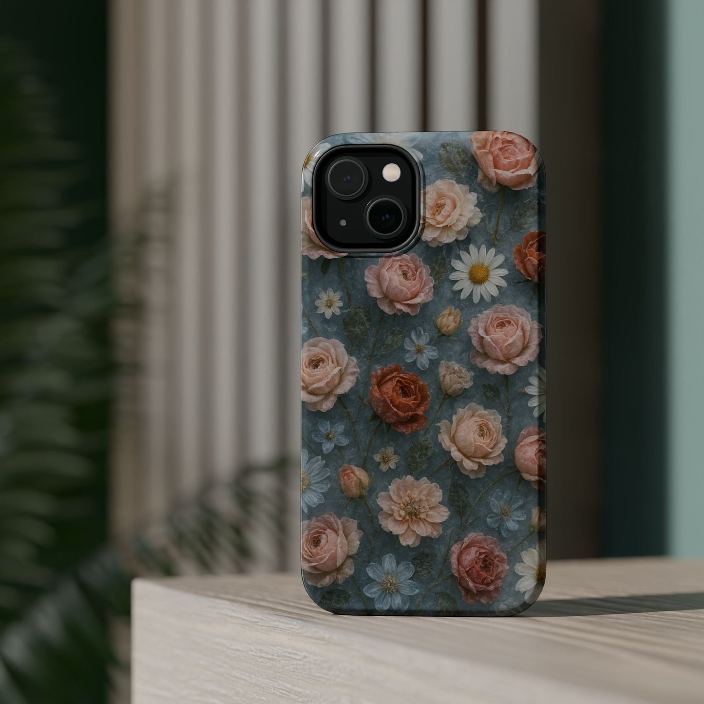 Frozen Floral Vintage Roses & Daisies iPhone Case with MagSafe compatibility  Shamo's