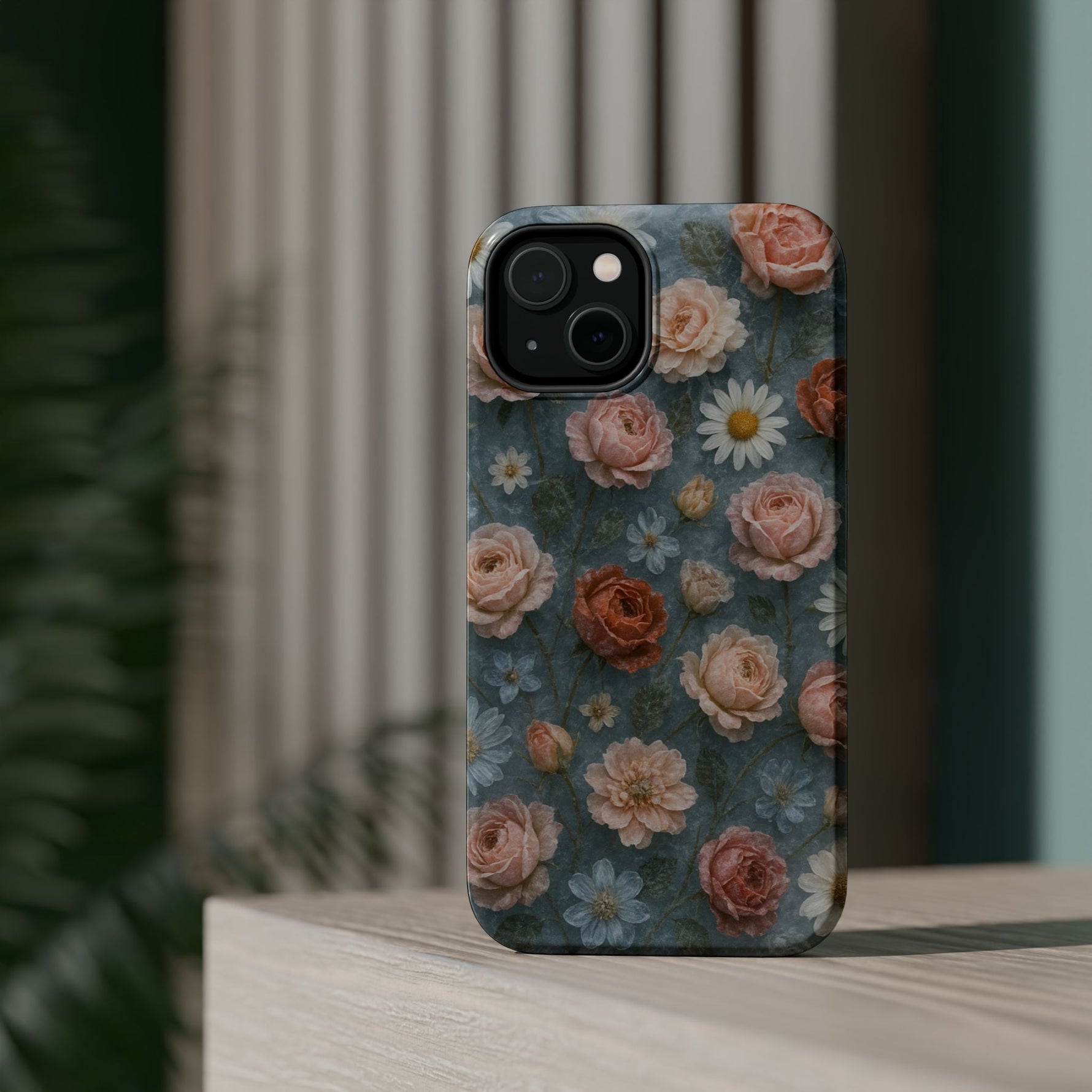 Frozen Floral Vintage Roses & Daisies iPhone Case with MagSafe compatibility  Shamo's