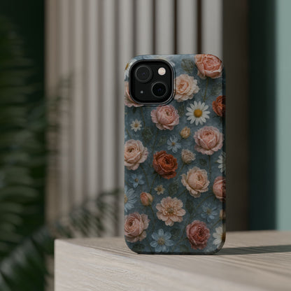Frozen Floral Vintage Roses & Daisies iPhone Case with MagSafe compatibility  Shamo's