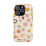 Kawaii Breakfast Pattern Magnetic Phone Case, Cute Cartoon Food Impact-Resistant Cover, MagSafe Compatible