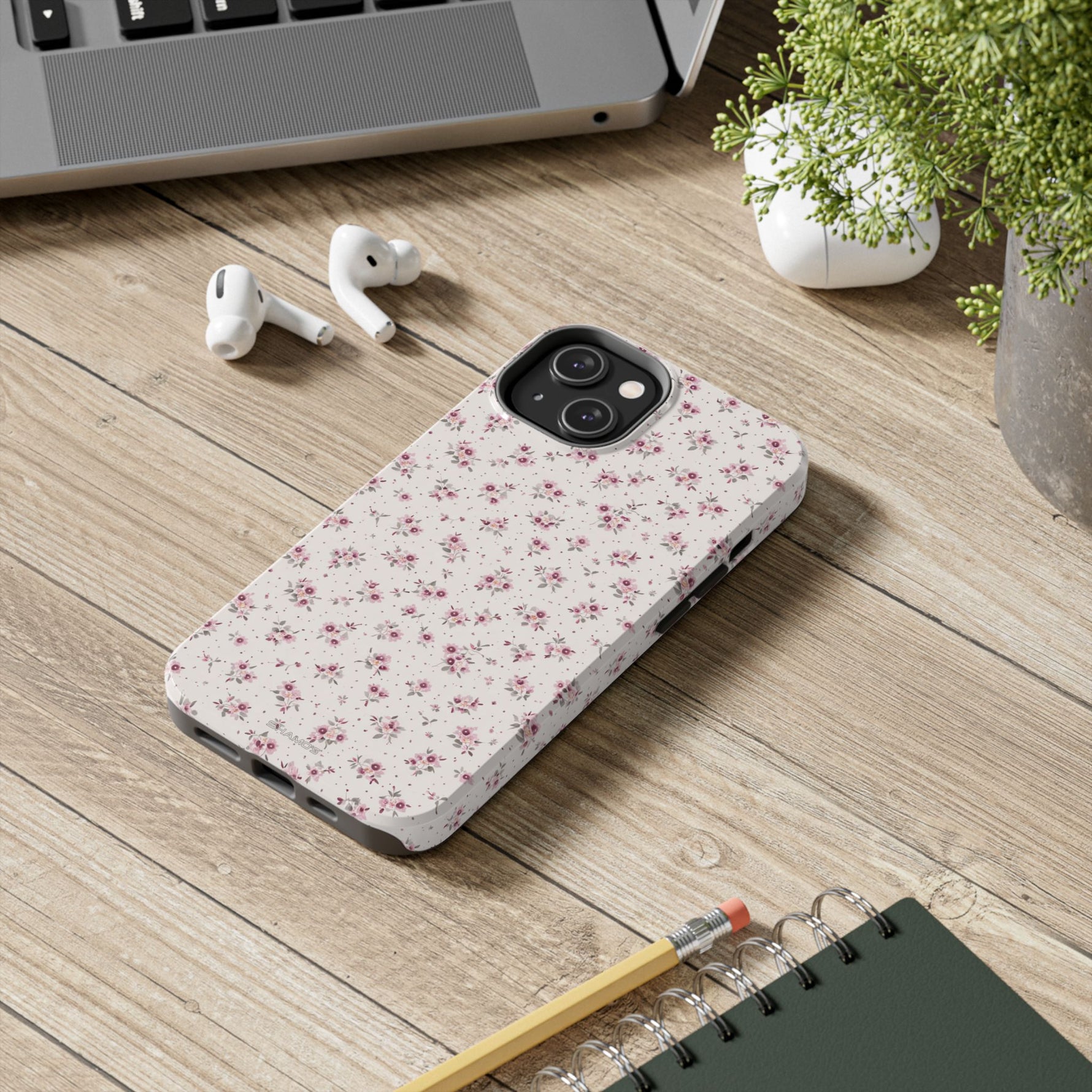 Rosebud Floral Tough iPhone Case — Pink Vintage Flower Protective Cover - iPhone 17 - Shamo's