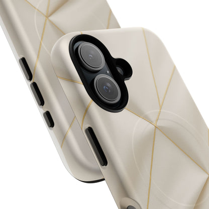 Beige Gold Geometric Luxury Series iPhone Case with MagSafe