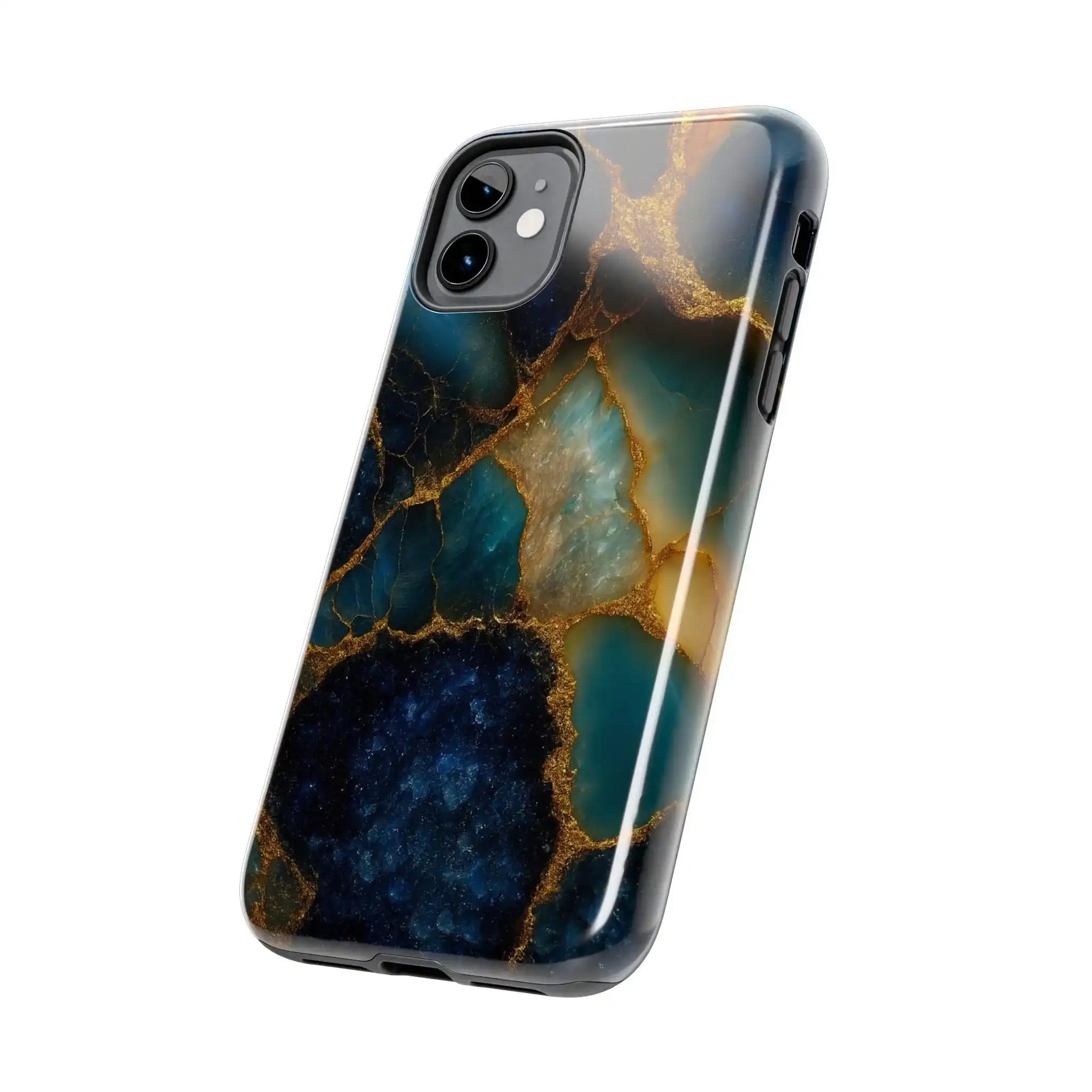 Blue Gold Agate Tough Phone Case Marble Stone Design  Shamo's
