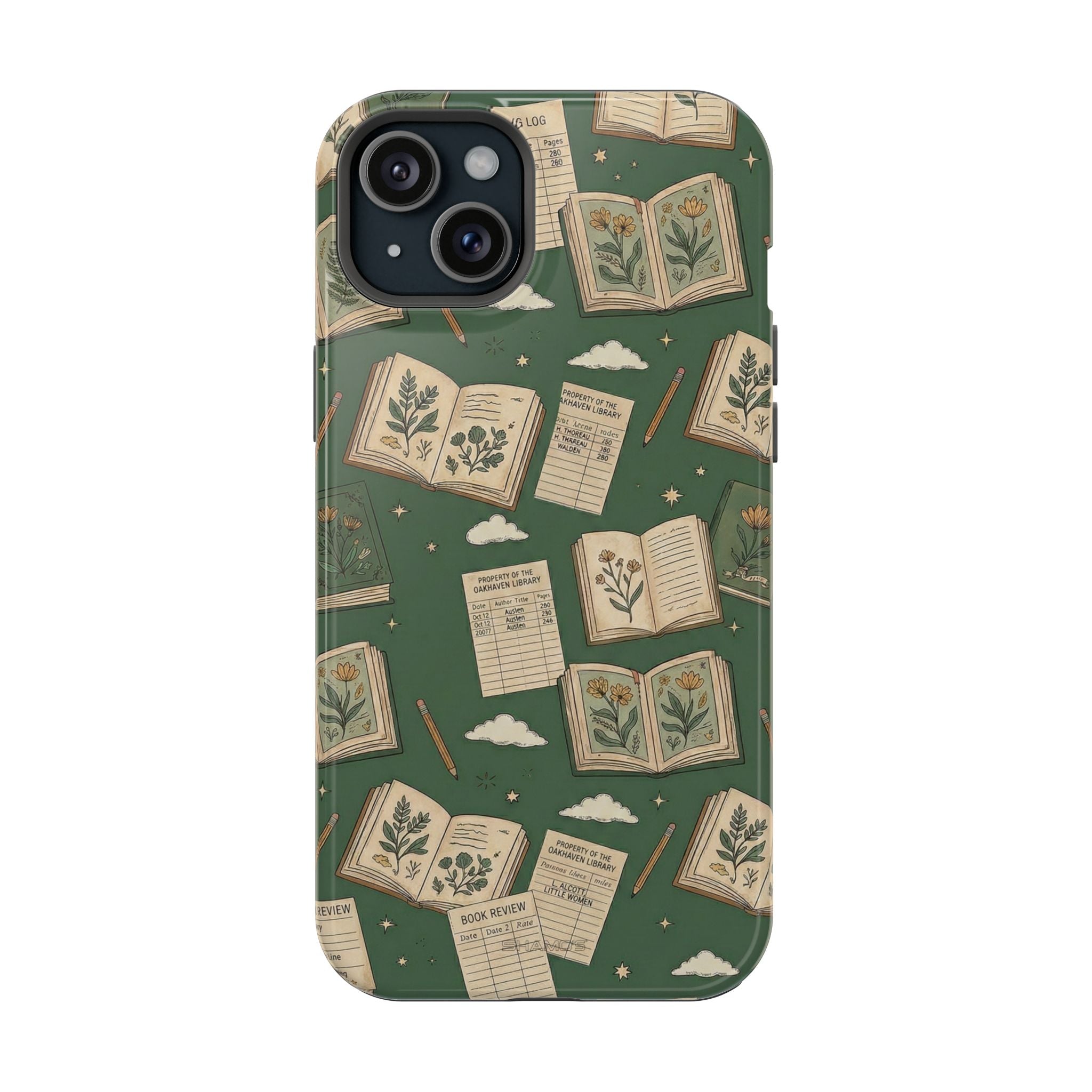 Botanical Journal Pattern iPhone Case | MagSafe Compatible Impact-Resistant Protective Cover - iPhone 15 Plus / Glossy - Shamo's