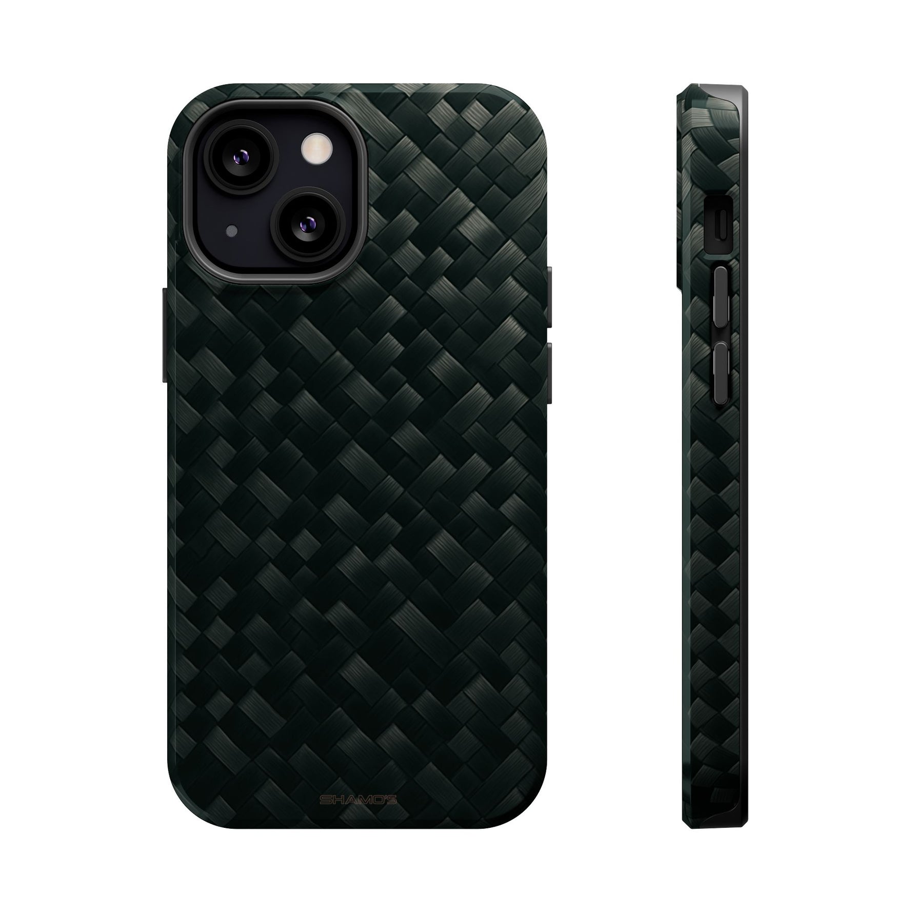 Dark Carbon Fiber Texture Magnetic Impact-Resistant iPhone Case | MagSafe compatible - iPhone 13 Mini / Glossy - Shamo's
