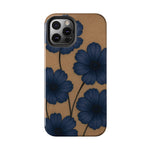 Navy Floral Tough iPhone Case — Durable Protective Case with Blue Flowers on Kraft Background  Shamo's