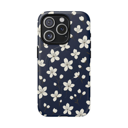 Navy Blossom Floral iPhone Case | MagSafe