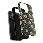 Navy Cherry Blossom Floral iPhone Case - Compatible with MagSafe - Shamo's