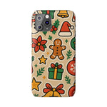Holiday Pattern Slim iPhone Case — Gingerbread, Santa Hat & Gifts Holiday Design  Shamo's