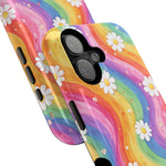 Funda de teléfono resistente a impactos con efecto cascada de colores Rainbow Daisy