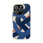 Indigo Loom MagSafe Phone Case – Blue & Ivory Abstract Woven Pattern