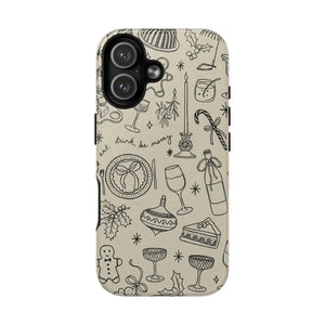 Festive Doodle iPhone Case (’drink, be merry’ Holiday Design) | compatible with MagSafe - Shamo's