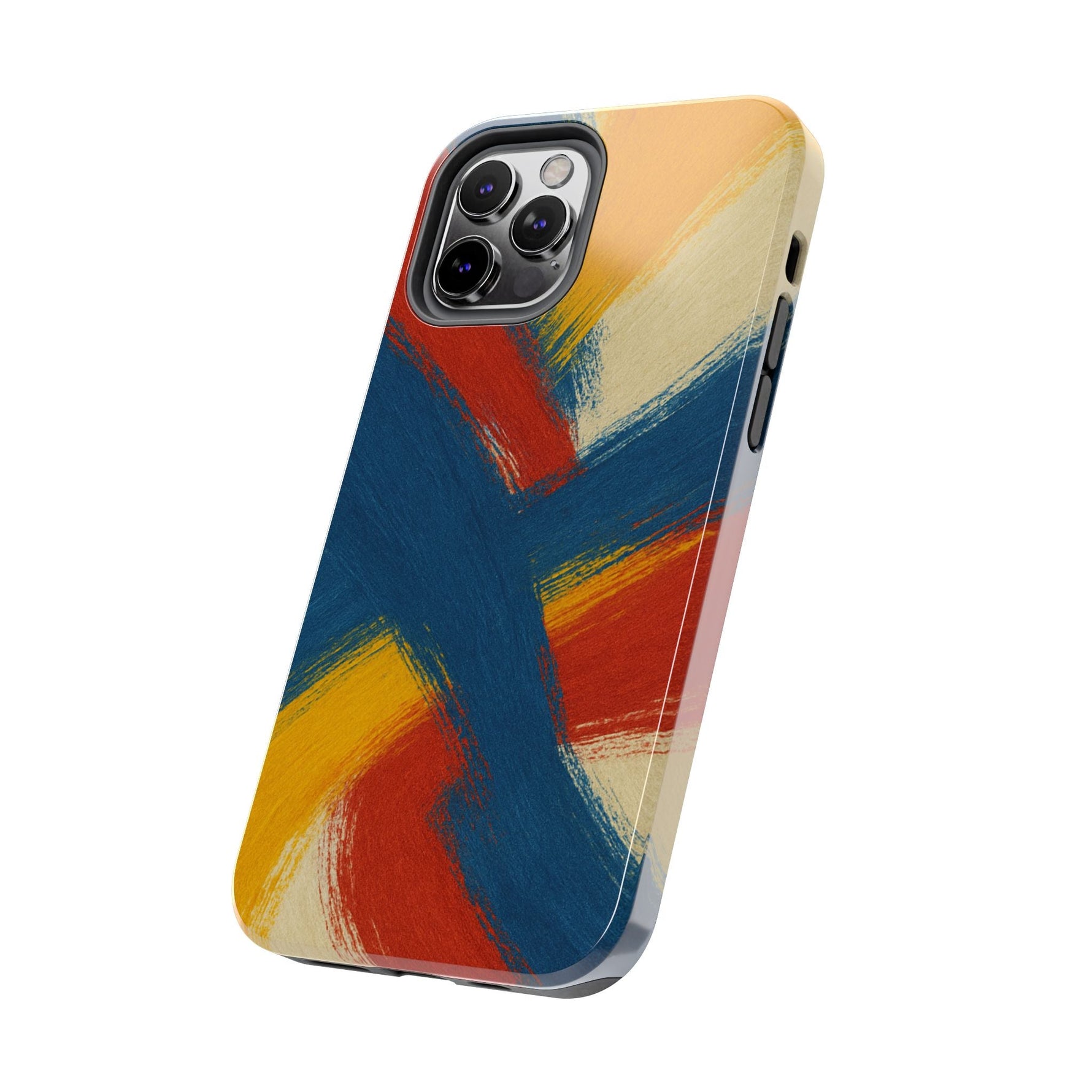 Abstract Brushstroke Tough Phone Case — Colorful Red, Blue & Yellow Protective Cover  Shamo's