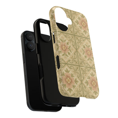 Vintage Rustic Foral Tiles iPhone Case | MagSafe